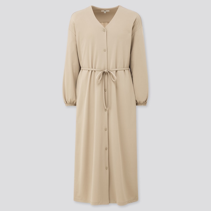 Women Crepe Jersey Long Sleeved Dress | UNIQLO UK