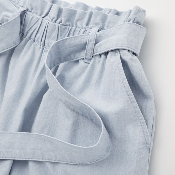 uniqlo belted linen rayon wide pants