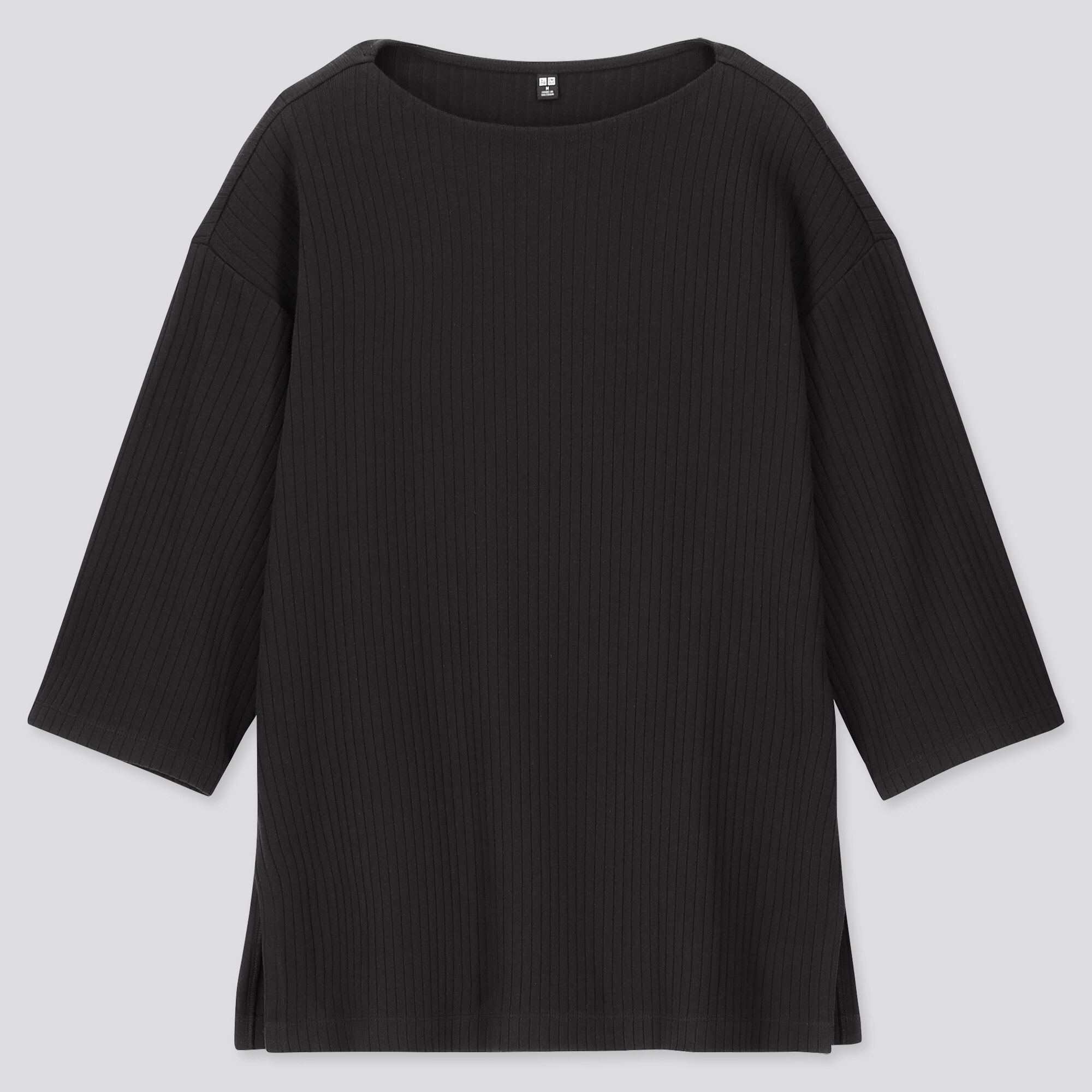 WOMEN WIDE-RIBBED RELAXED 3/4 SLEEVE TUNIC
