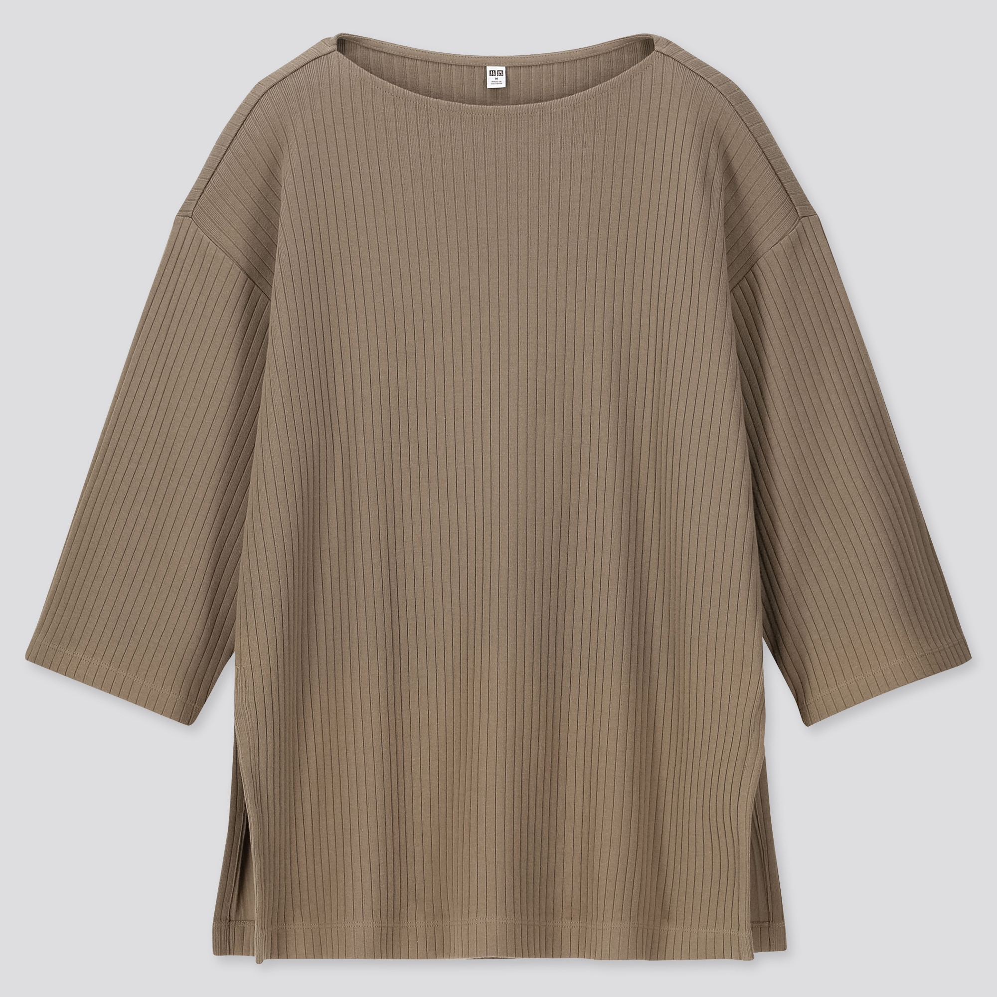 WOMEN WIDE-RIBBED RELAXED 3/4 SLEEVE TUNIC