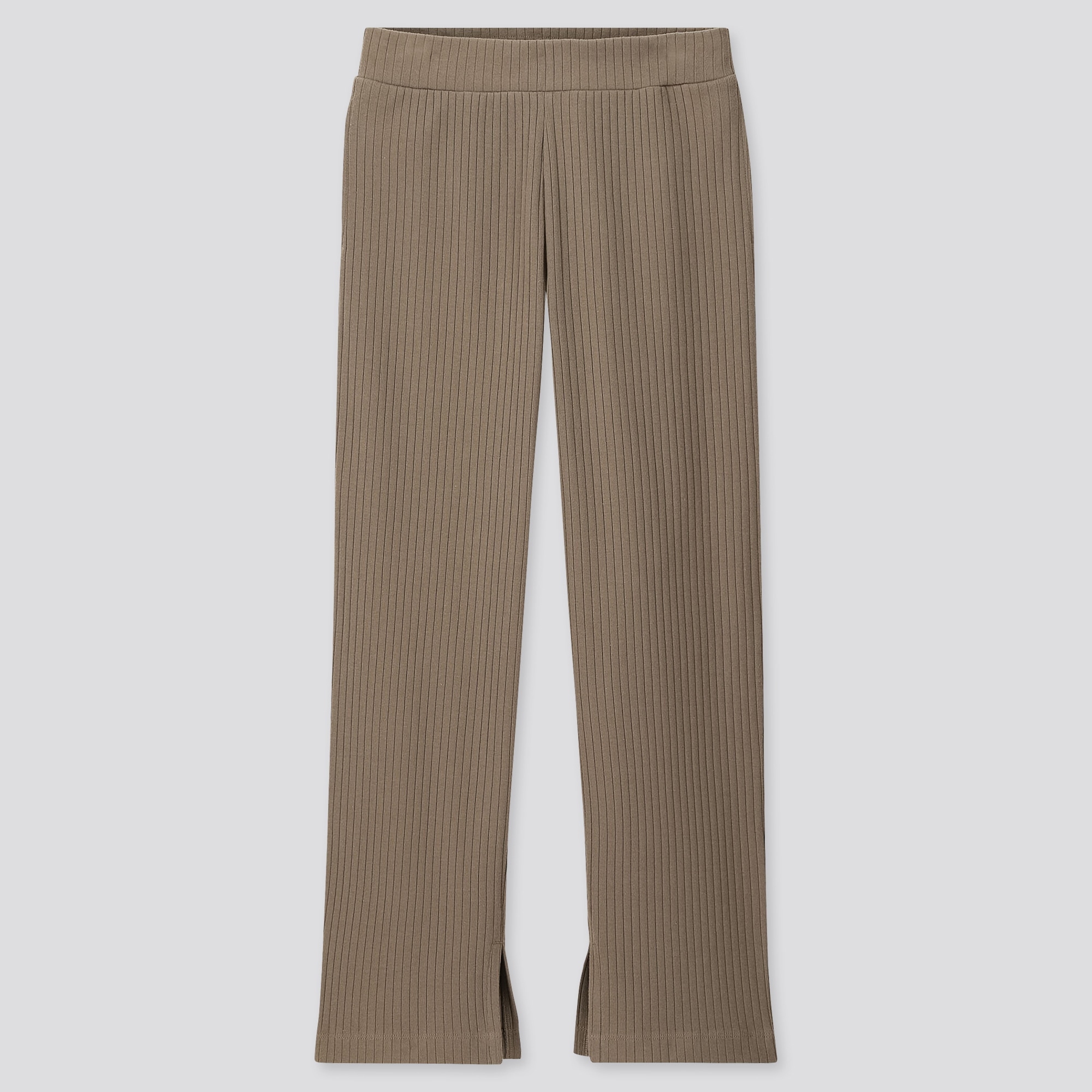 WOMEN WIDE-RIBBED SLIT STRAIGHT PANTS