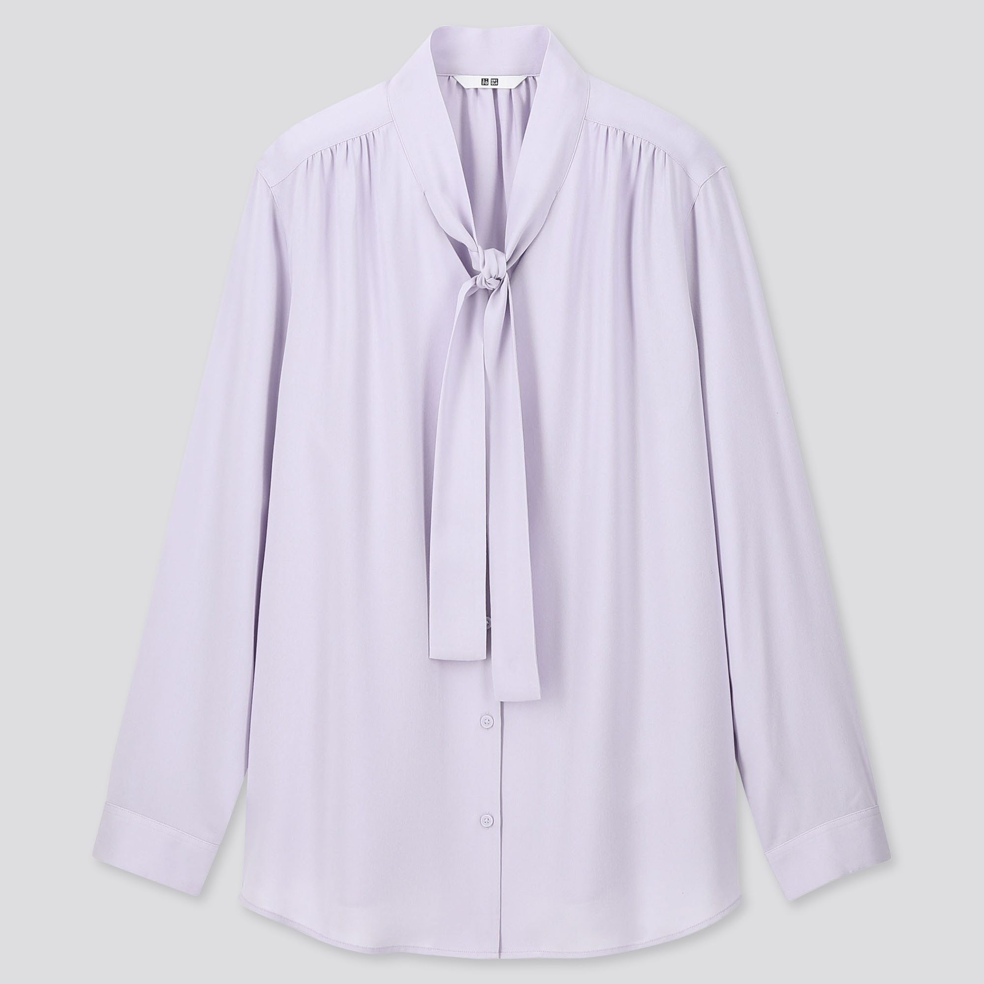 Women Rayon Bow Tie Long Sleeved Blouse