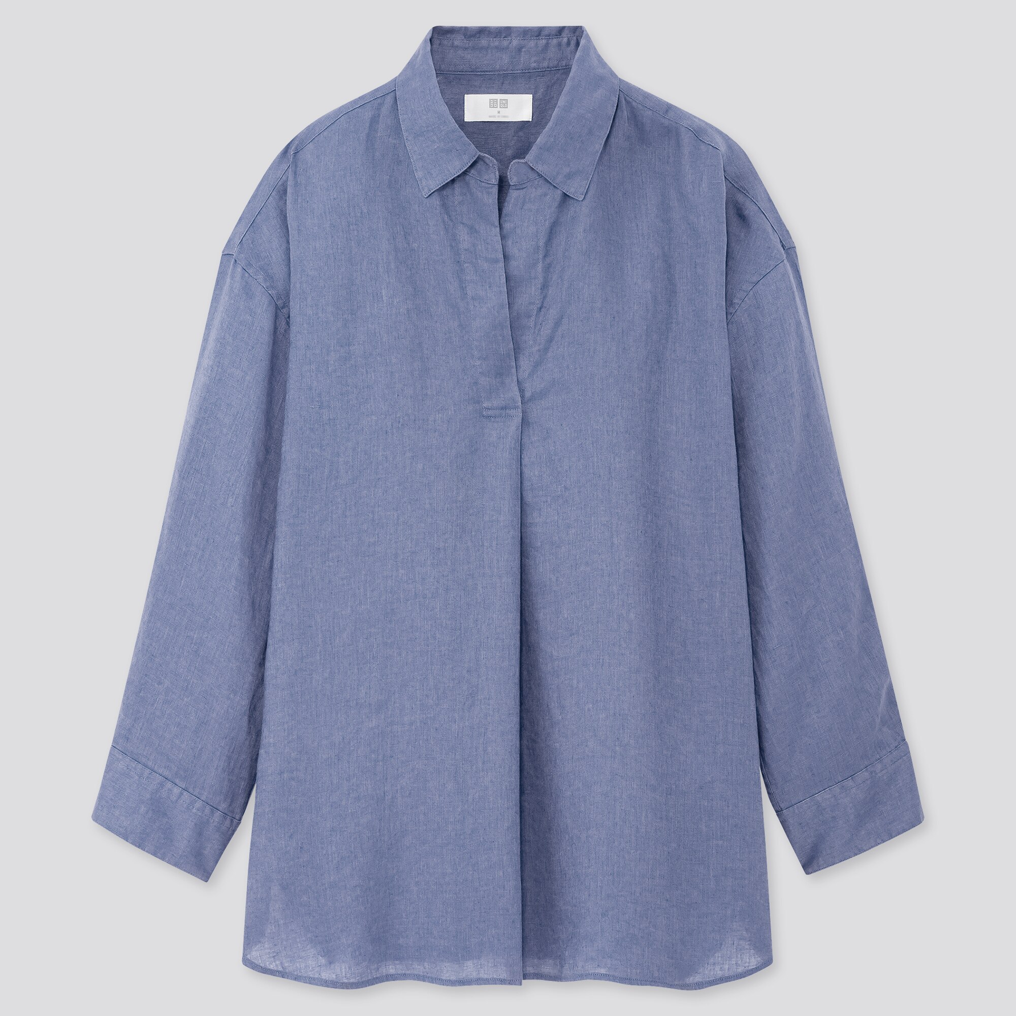 WOMEN PREMIUM LINEN SKIPPER COLLAR 3/4 SLEEVE SHIRT