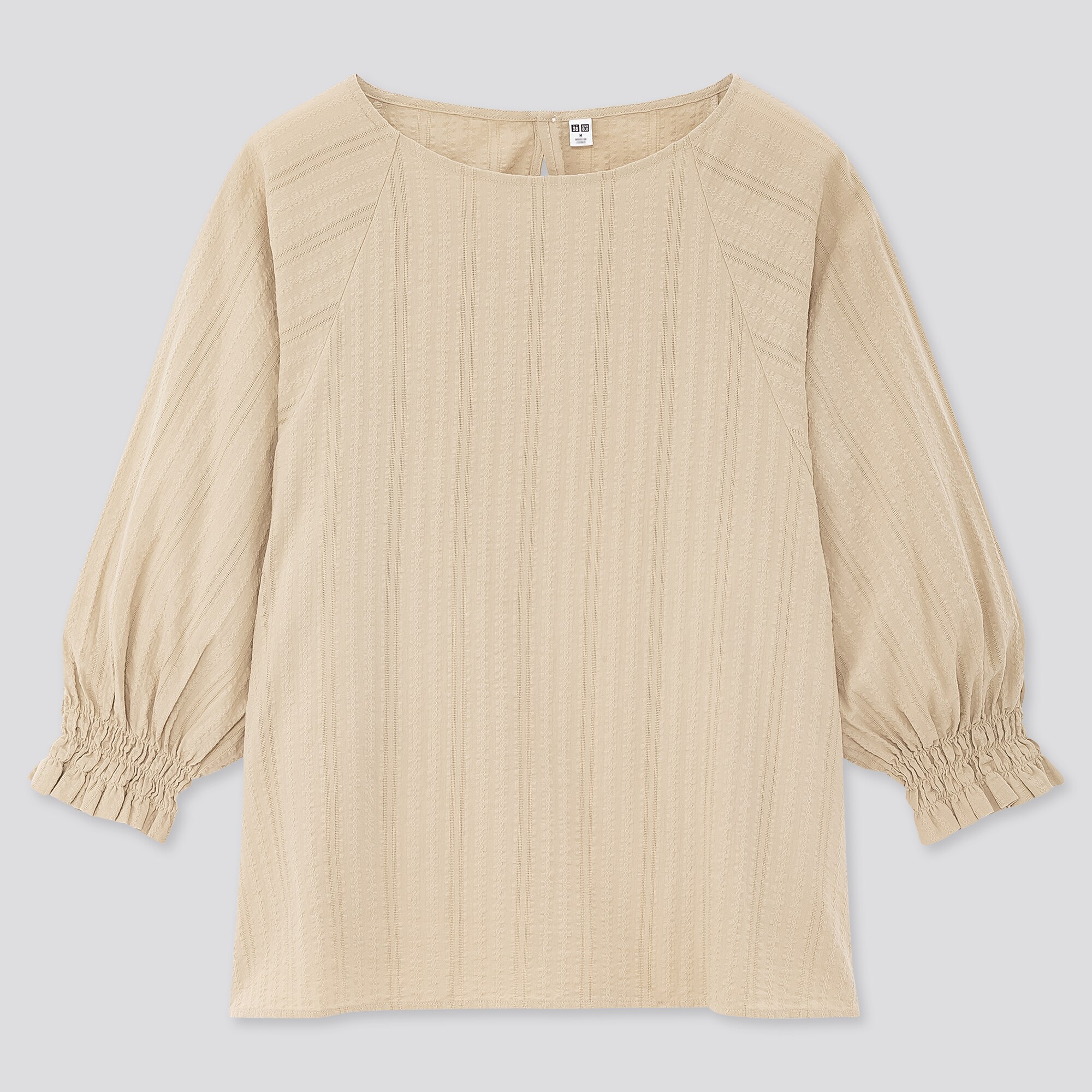 WOMEN COTTON DOBBY 3/4 SLEEVE BLOUSE