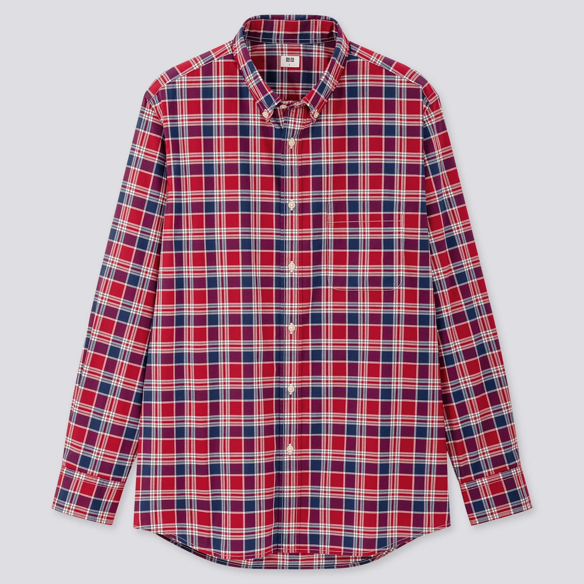 red cotton long sleeve shirt