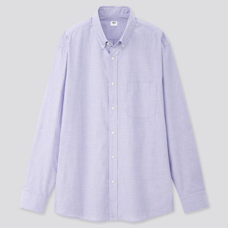 Men Extra Fine Cotton Broadcloth Long-Sleeve Shirt, Blue, Large