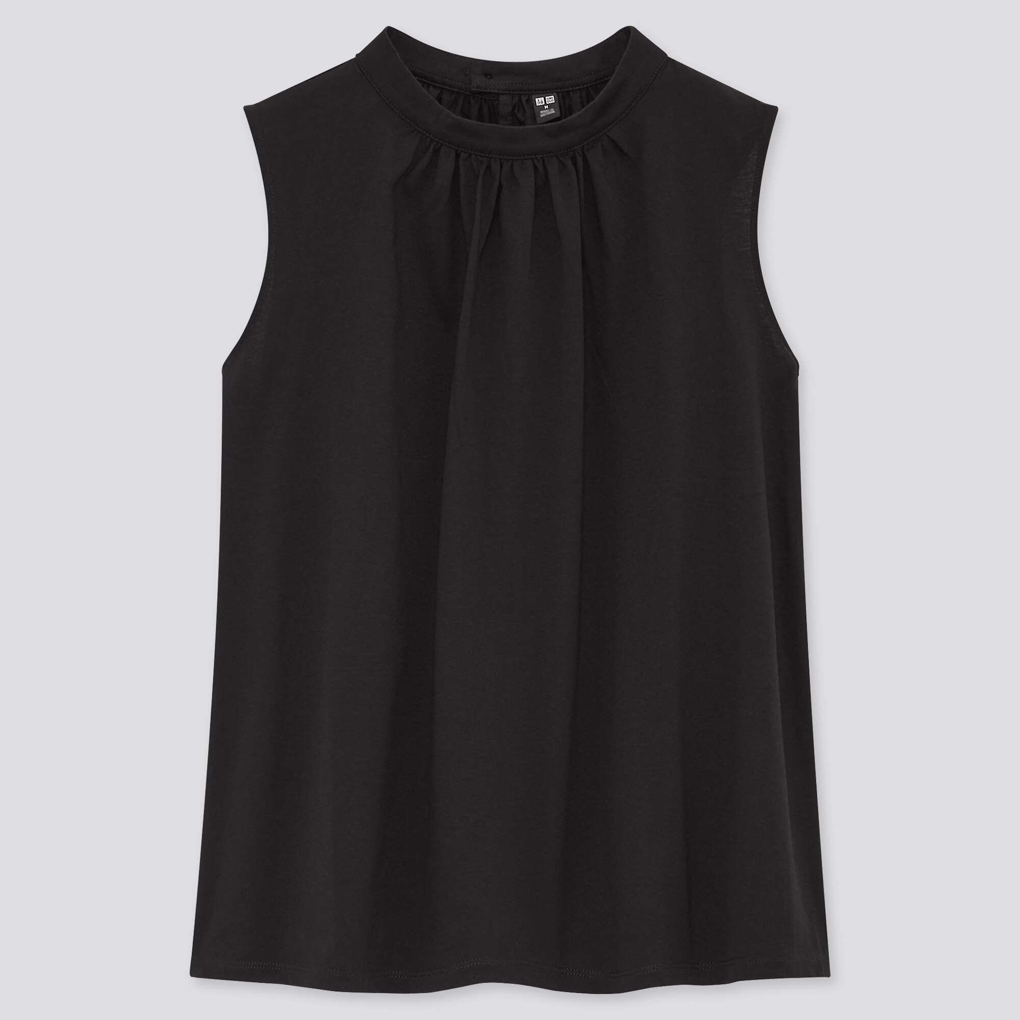 WOMEN MERCERIZED COTTON STAND COLLAR SLEEVELESS T-SHIRT