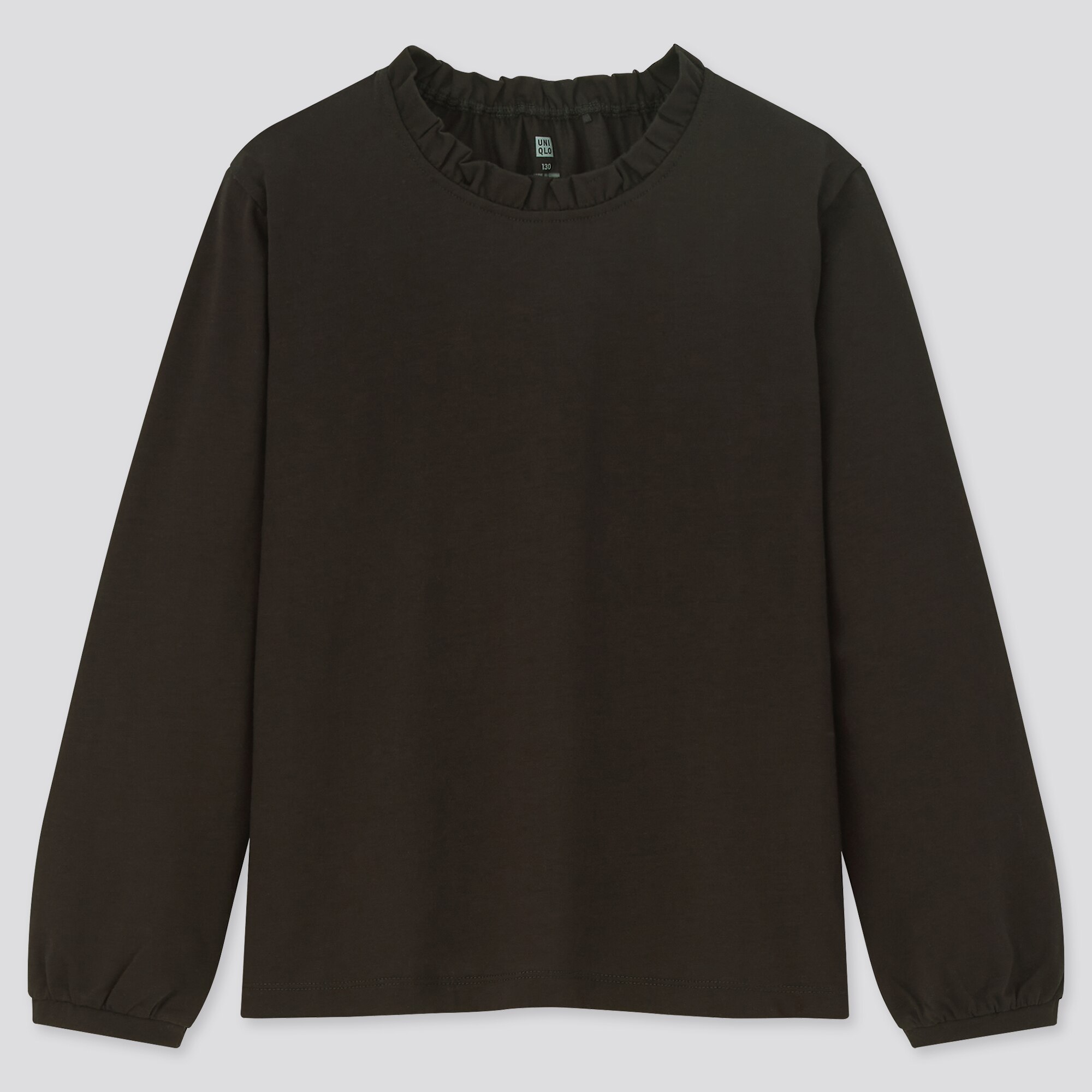 Girls Mercerised Cotton Frill Long Sleeved T-Shirt