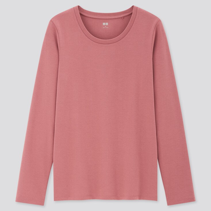 WOMEN STRETCH COTTON CREW NECK LONGSLEEVE TSHIRT UNIQLO US
