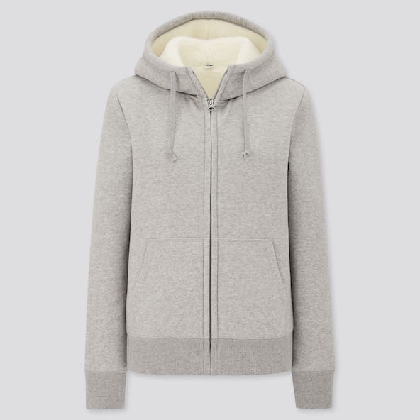 Felpa Foderata In Pile Con Cappuccio E Zip Donna