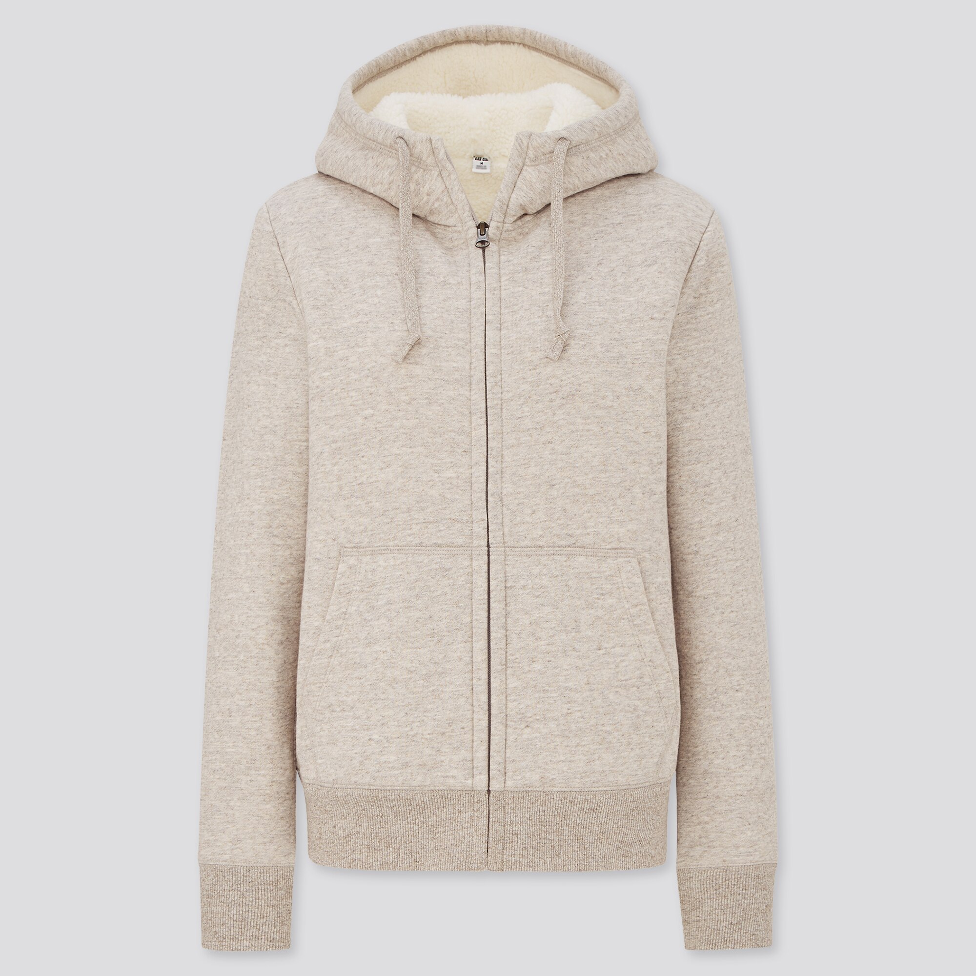 pile lined sweat full zip hoodie