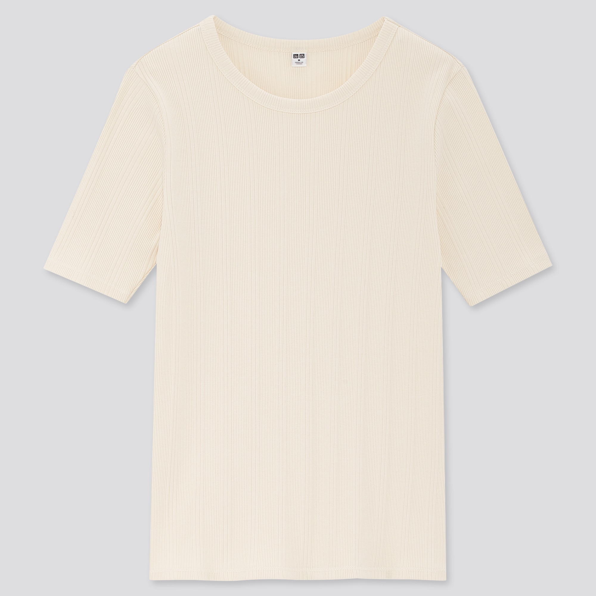 Women Ribbed Crew Neck Short Sleeved T-Shirt