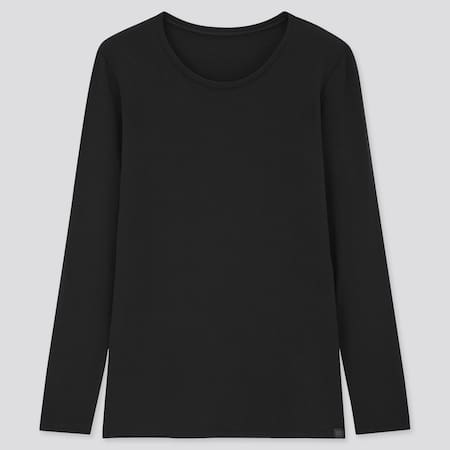 Uniqlo - Cotton Heattech Extra Warm Crew Neck Long Sleeved Thermal Top -  Black - XS, £19.90