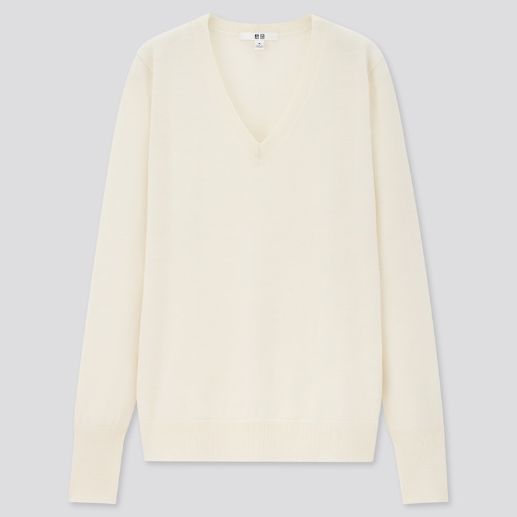 Uniqlo Extra Fine Merino V-Neck Long-Sleeve Sweater