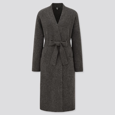 Women Souffl&eacute; Soft Knit Belted Long Coat