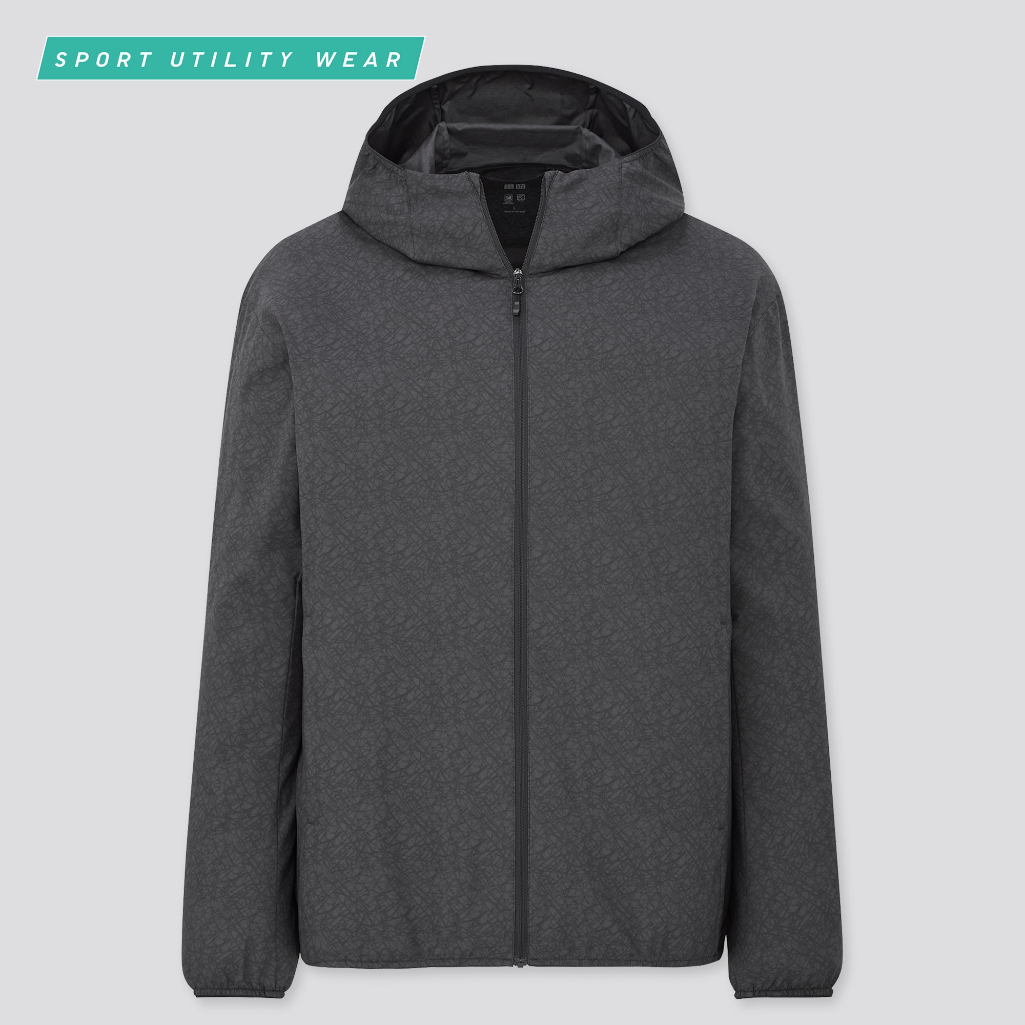 men pocketable UV Protection patterned parka