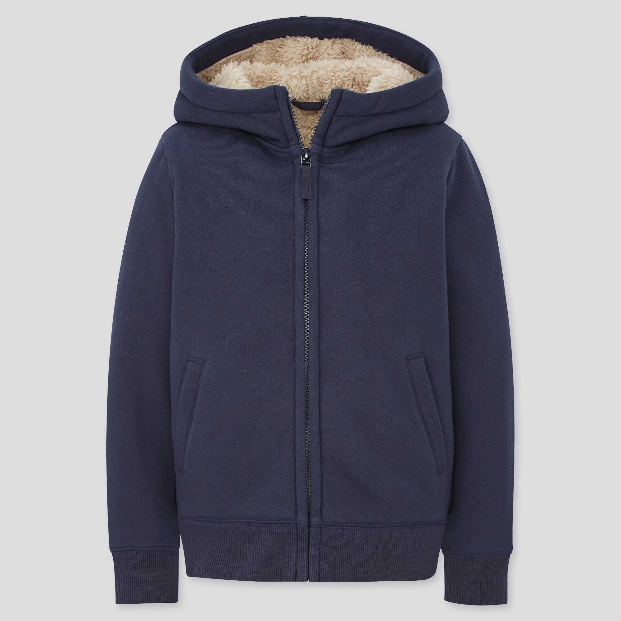 pile lined sweat full zip hoodie