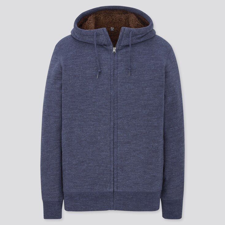 pile lined sweat full zip hoodie