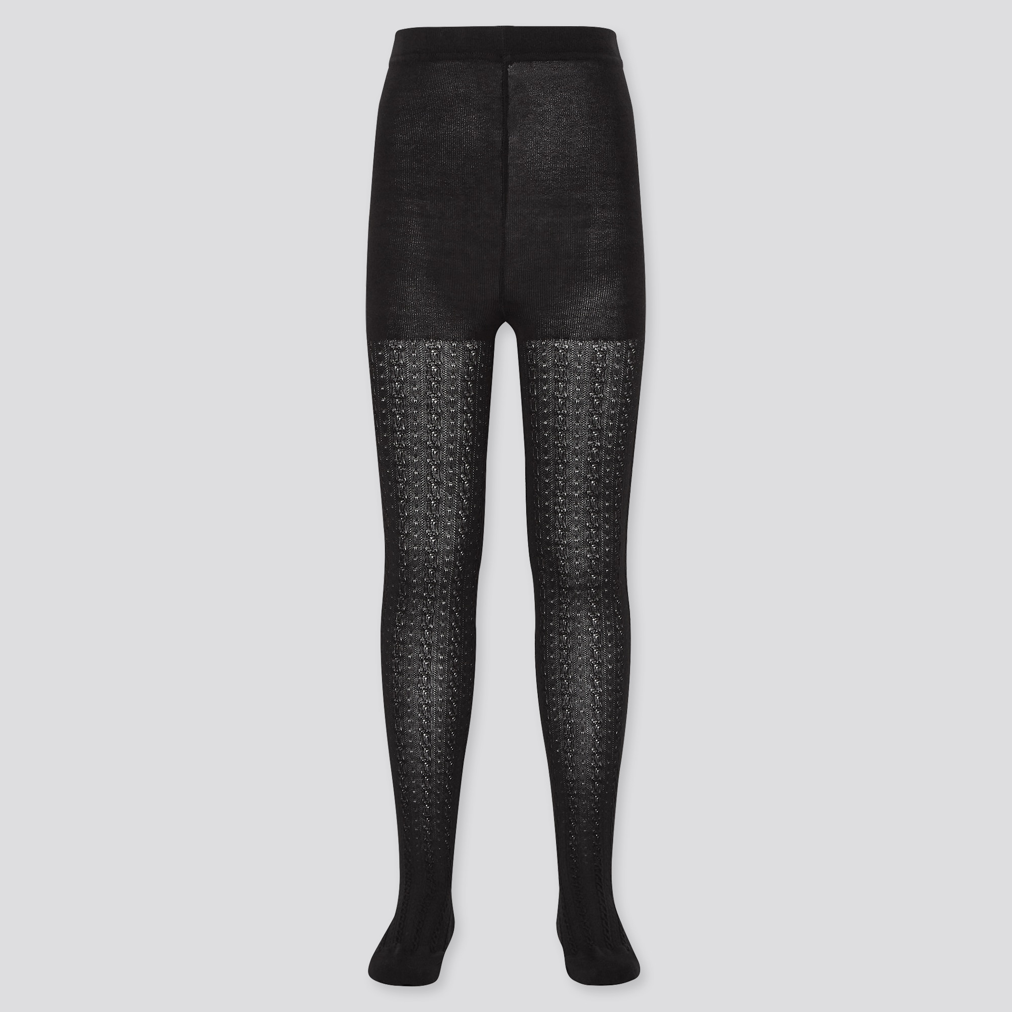 girls black cable knit tights