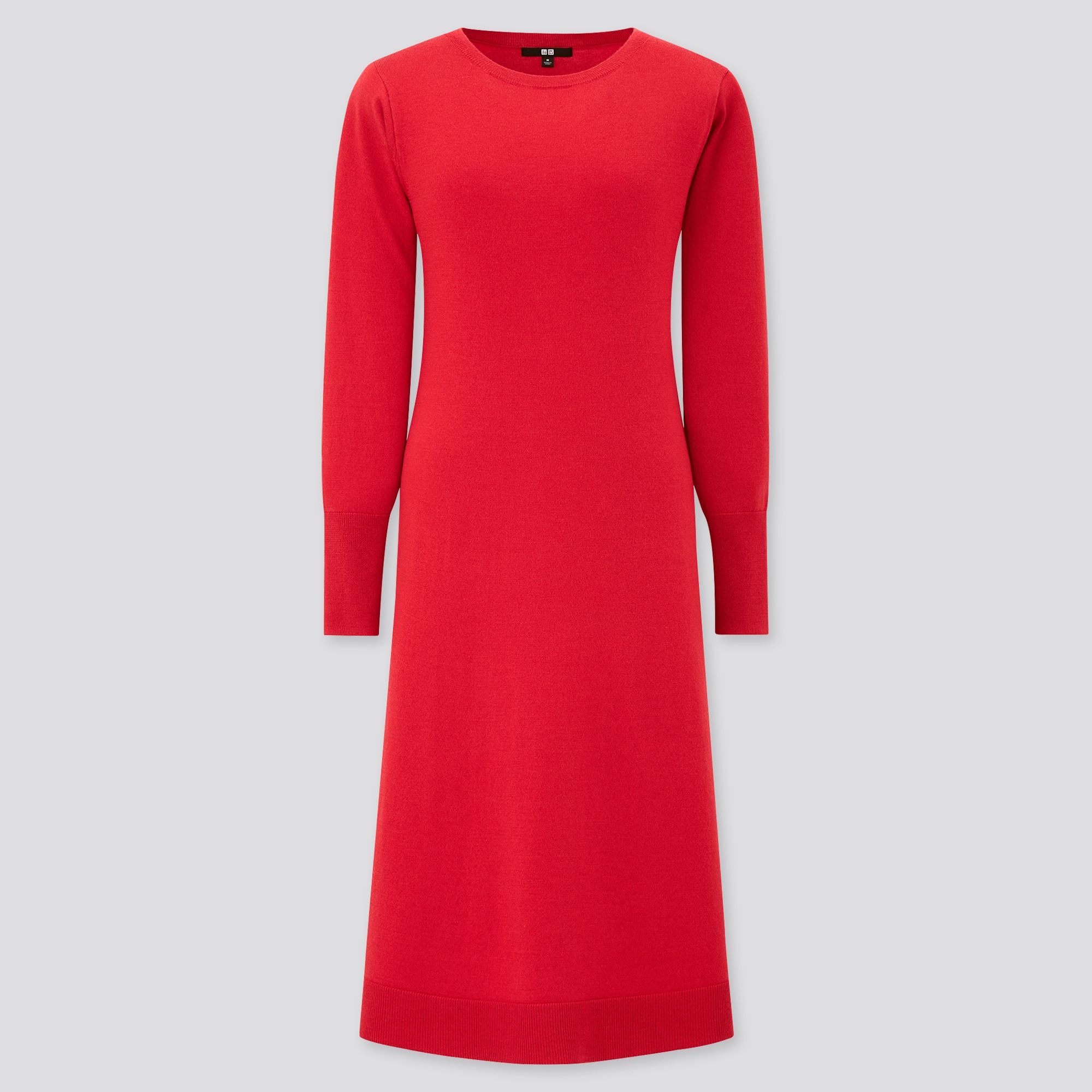 WOMEN KNIT BOAT NECK LONGSLEEVE FLARE DRESS UNIQLO US