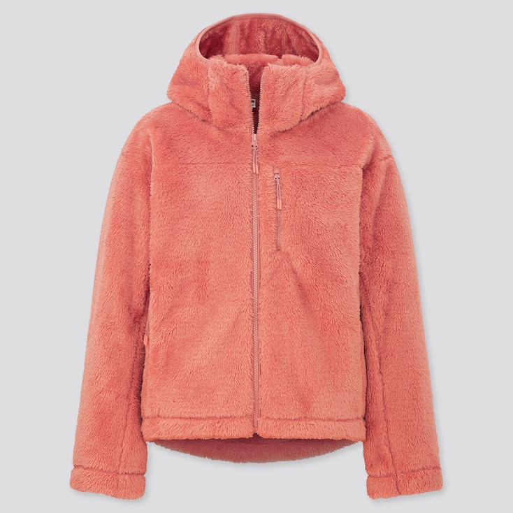 WOMEN WINDPROOF FLUFFY YARN FLEECE FULLZIP HOODIE UNIQLO US