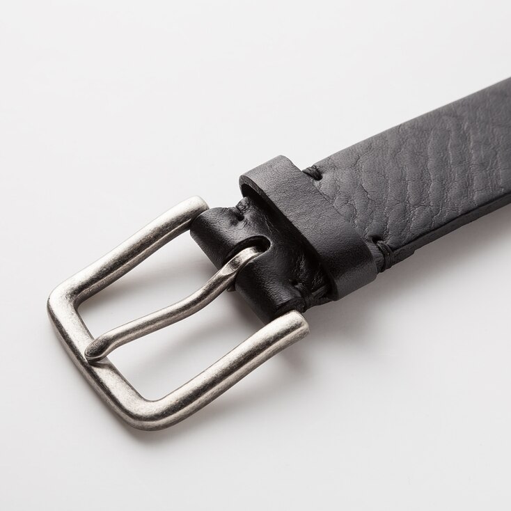 Men Italian Leather Vintage Narrow Belt (Online Exclusive), Black, Large