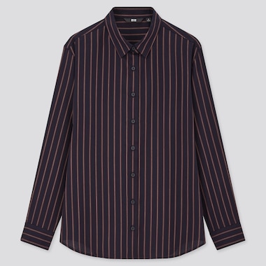 Women Rayon Striped Long Sleeved Blouse