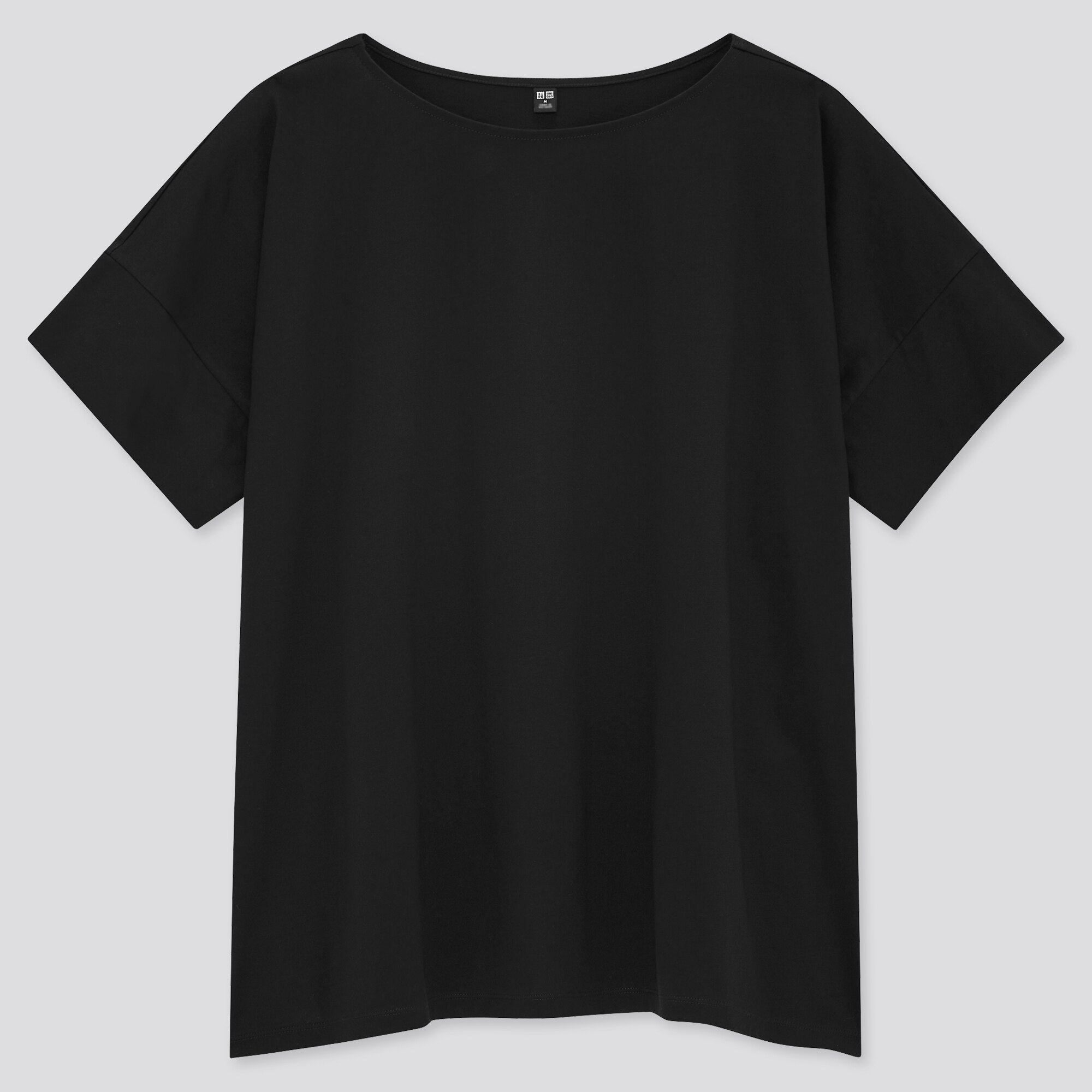 WOMEN MERCERIZED COTTON BOAT-NECK SHORT-SLEEVE T-SHIRT