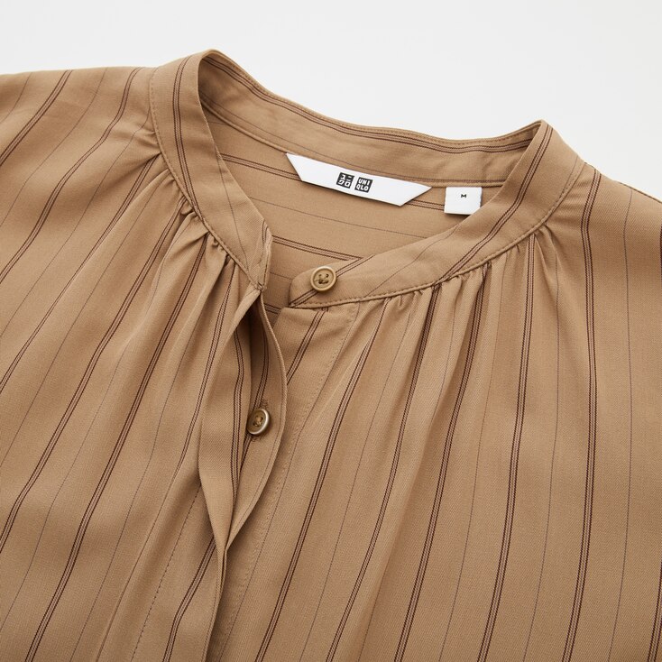 WOMEN RAYON STRIPED LONGSLEEVE SHIRT DRESS UNIQLO US