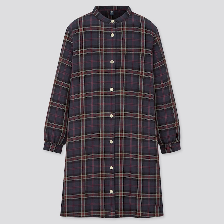 UNIQLO Girls Flannel Checked Long Sleeved Dress | StyleHint