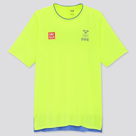 Men UNIQLO+ Sweden Olympic DRY-EX Crew Neck Short Sleeved T-Shirt