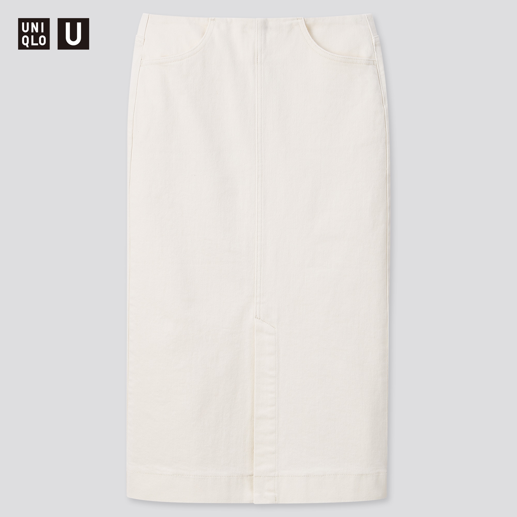 white denim pencil skirt