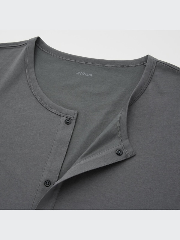 AIRism Front-Open Crew Neck Long-Sleeve T-Shirt