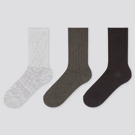 Women Slub Ribbed Socks (Three Pairs) | UNIQLO UK