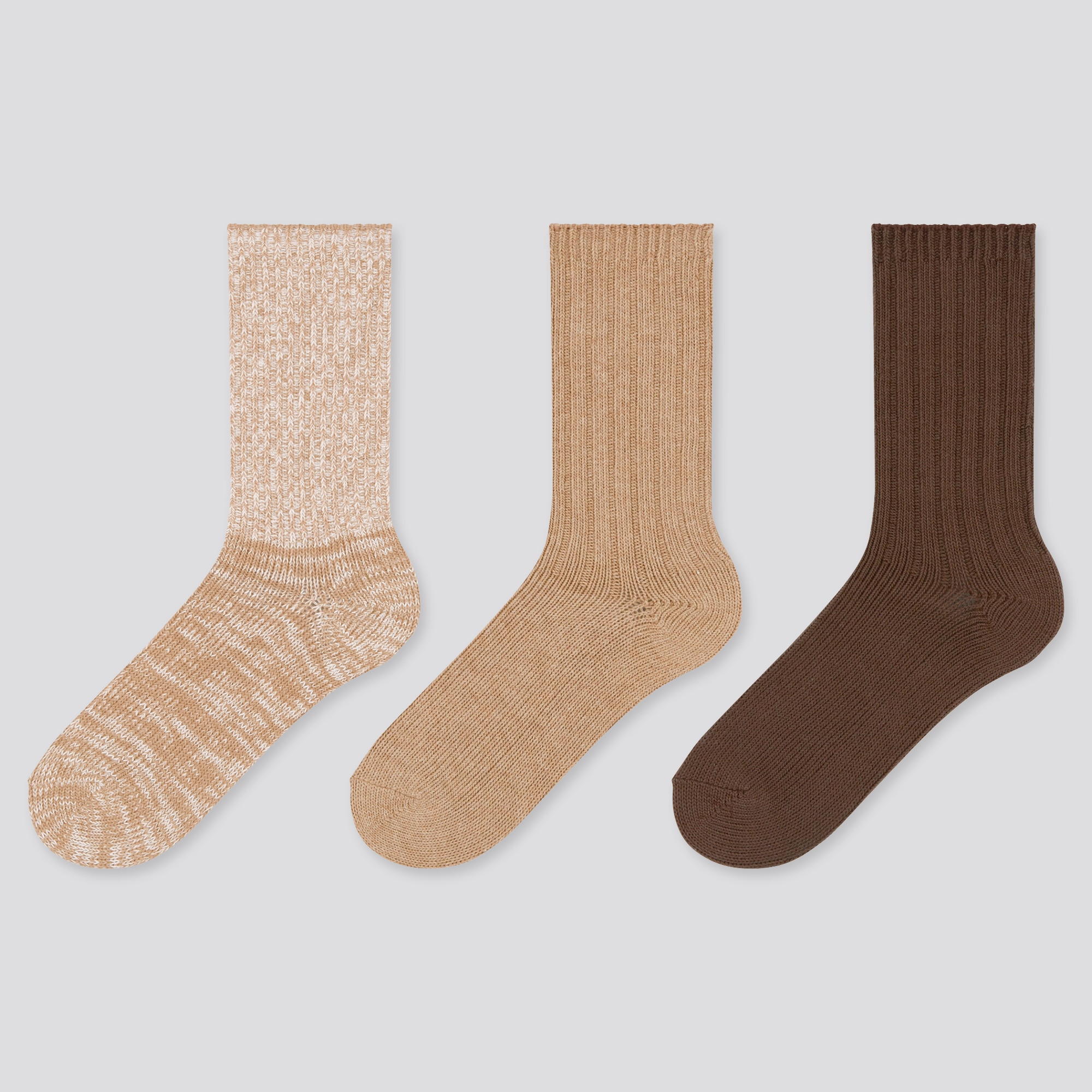 Women Slub Ribbed Socks (Three Pairs) | UNIQLO UK