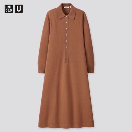 Women Uniqlo U Merino Blend Polo Long Sleeved Dress | UNIQLO UK