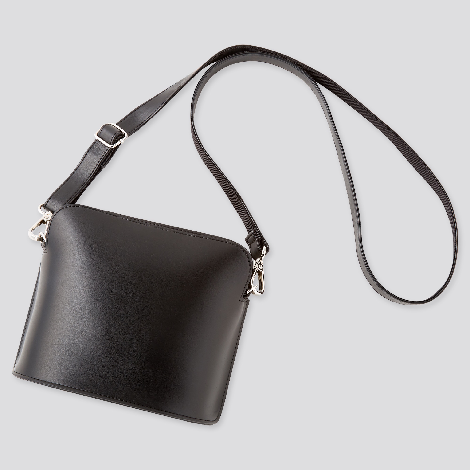 black faux leather shoulder bag