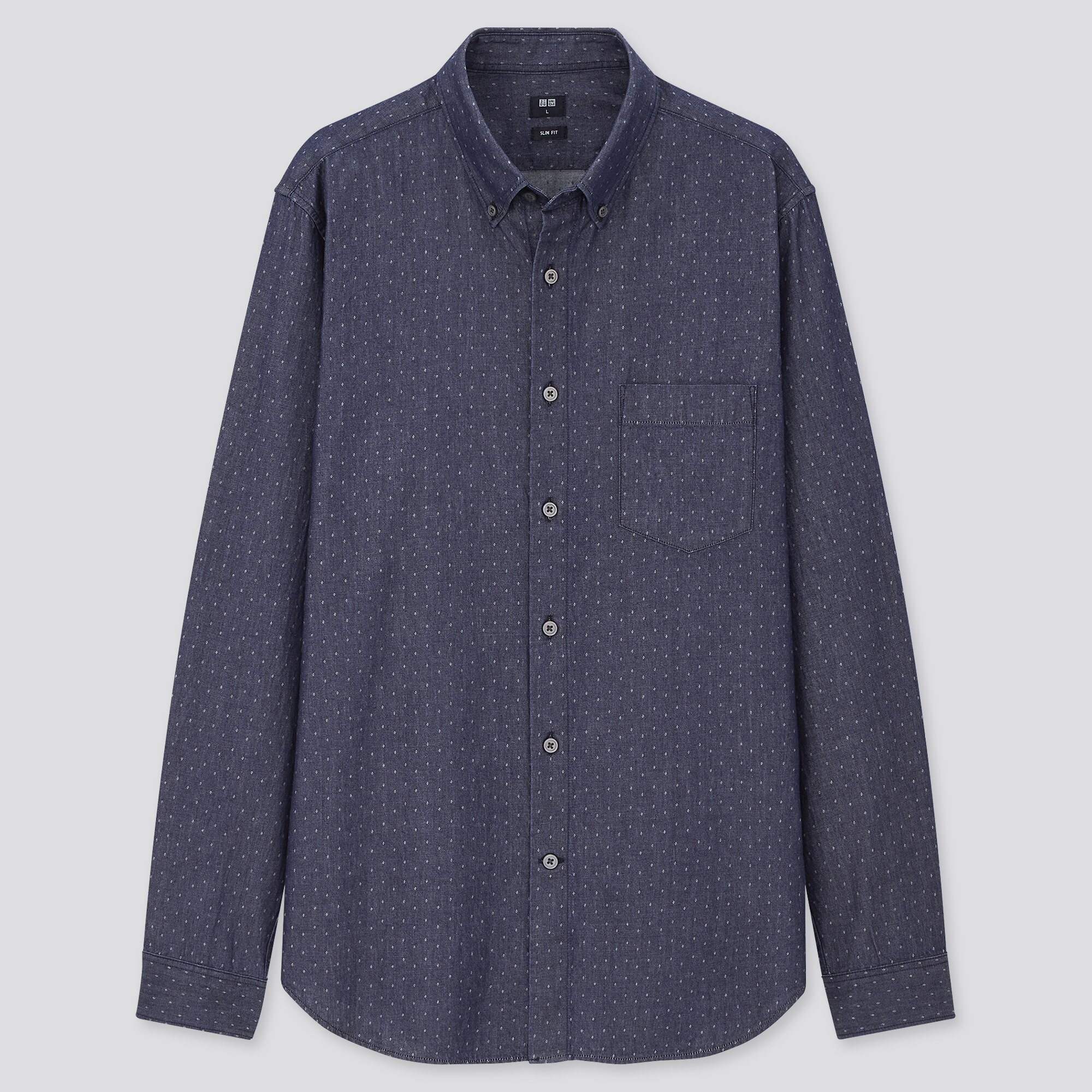MEN'S DENIM DOBBY SLIM FIT LONG SLEEVE 