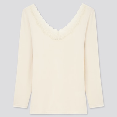Women HEATTECH Jersey Ballet Neck Lace Thermal Top
