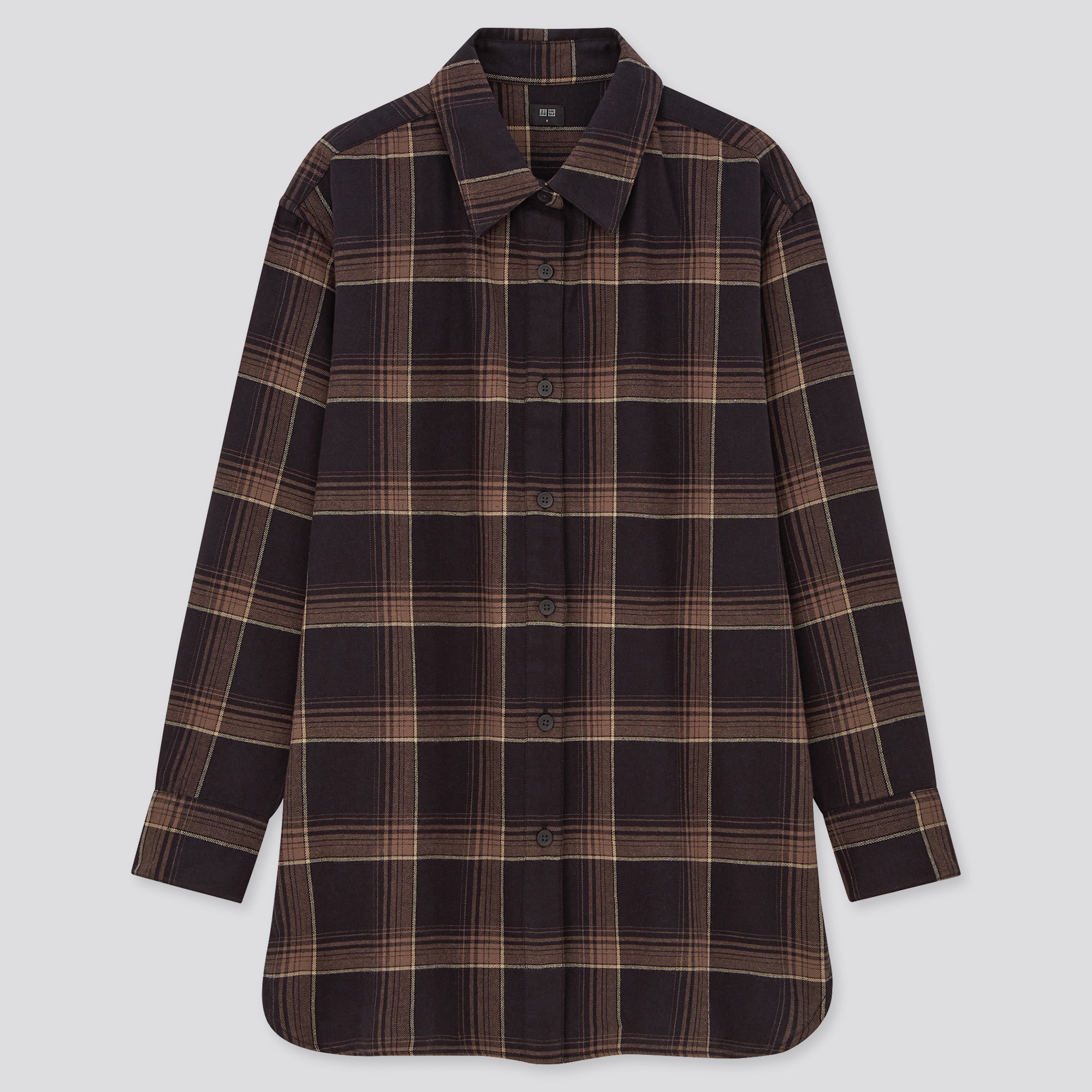 Women Flannel Checked Oversized Fit Long Sleeved Shirt Uniqlo Uk