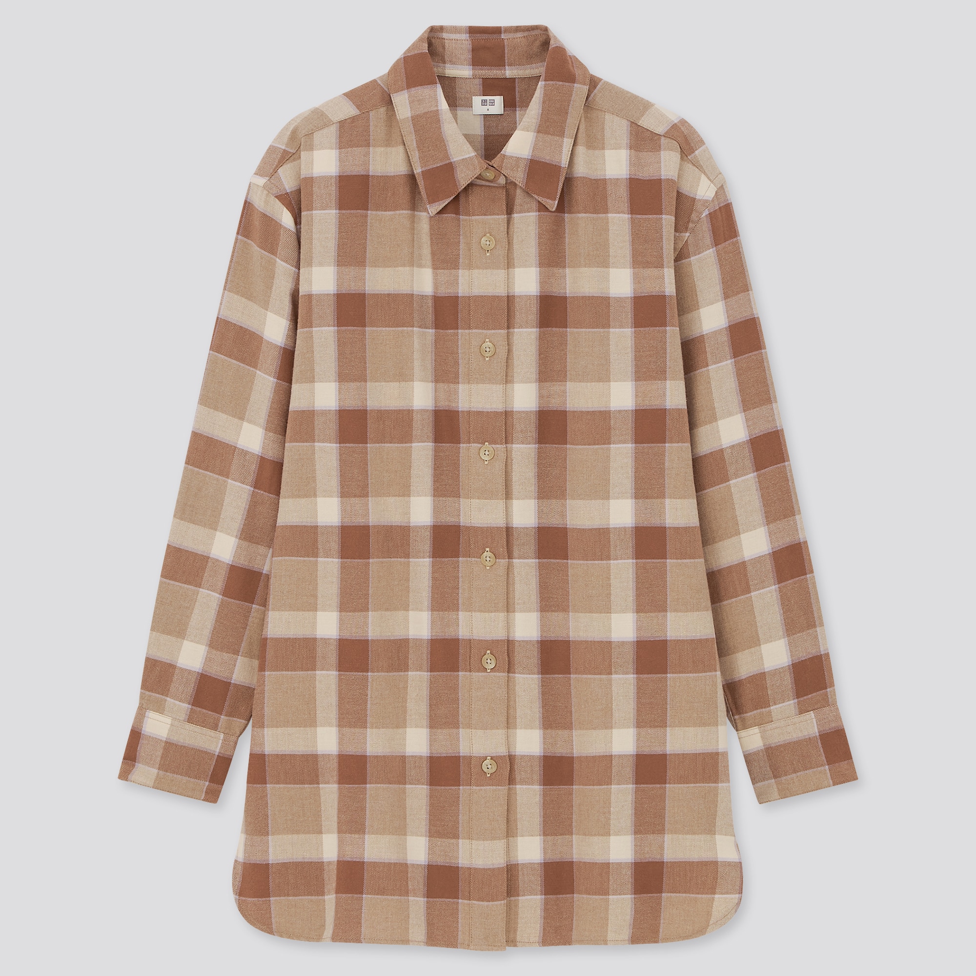 Women Flannel Checked Oversized Long Sleeved Shirt Uniqlo Uk