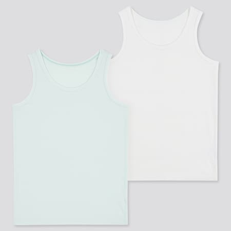 Babies Toddler AIRism Cotton Blend Inner Vest Top (Two Pack)