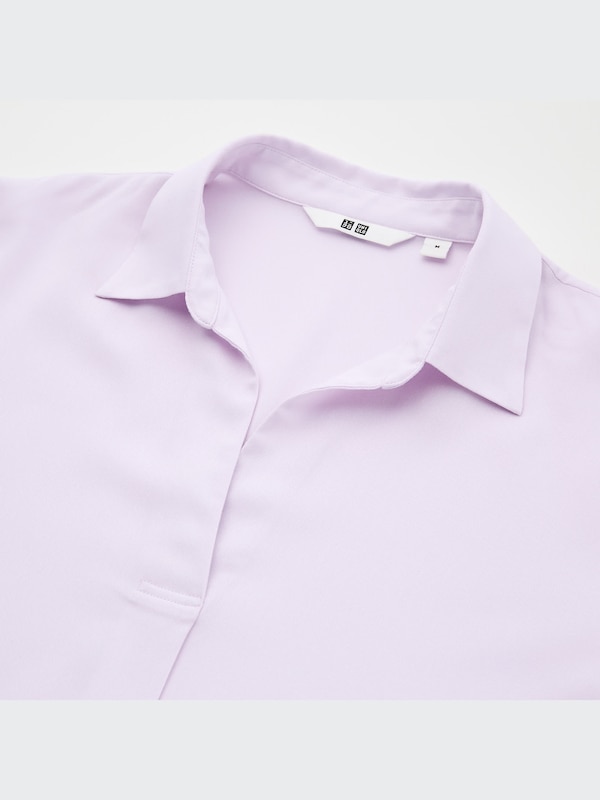 Rayon Skipper Collar 3/4-Sleeve Blouse