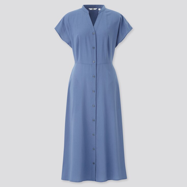 Women Rayon Lawn Short Sleeve Flare Dress Uniqlo Us