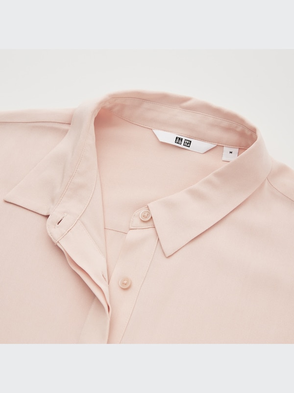Rayon Long-Sleeve Shirt Dress