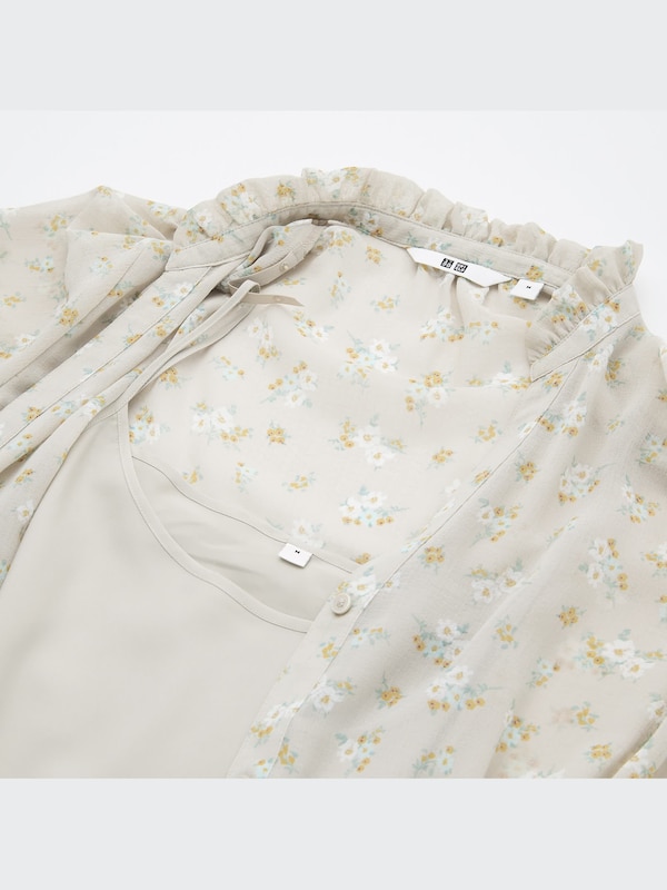 Chiffon Pleated 3/4-Sleeve Dress