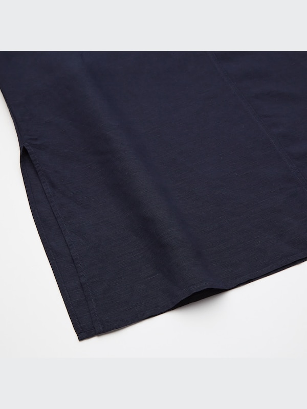 Linen-Blend Short-Sleeve Kaftan Dress