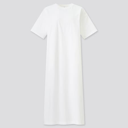 Damen Kurzärmliges T-Shirt-Kleid aus merzerisierter Baumwolle