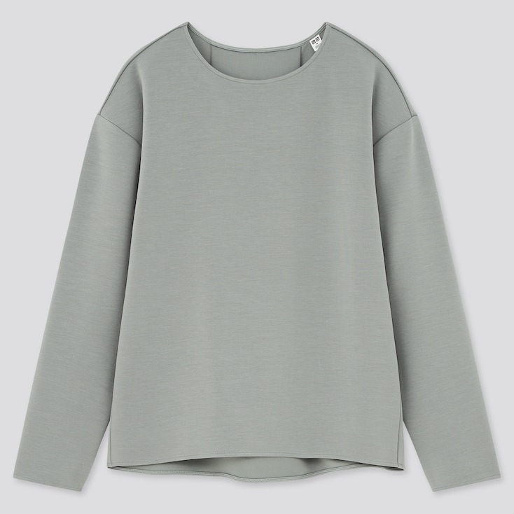 WOMEN STRETCH DOUBLE FACE LONG-SLEEVE PULLOVER