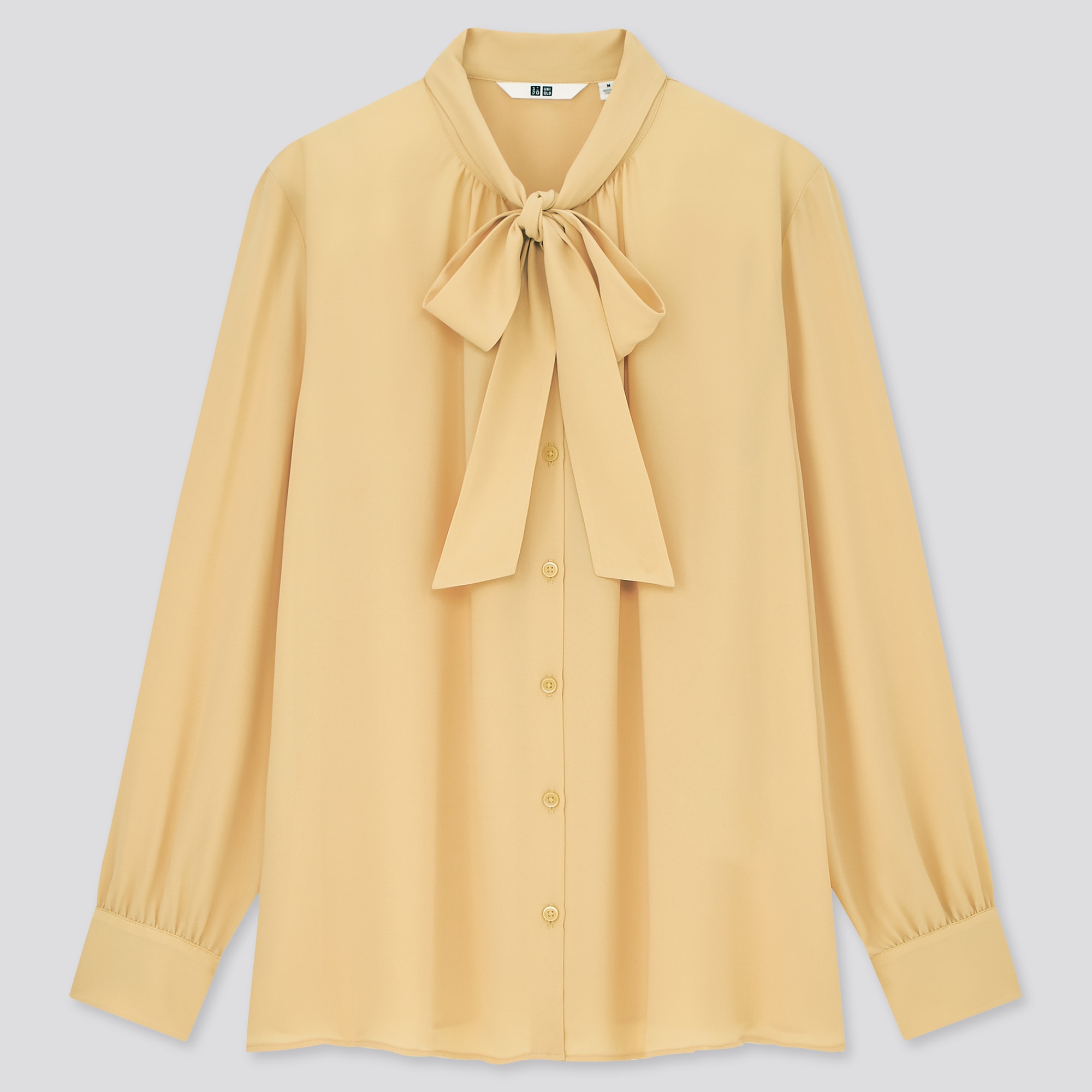 Women Georgette Bow Tie Long Sleeve Blouse Uniqlo Us